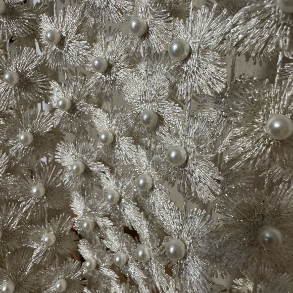 Susan Graver Novelty Pearl Bead Embellished Shrug Vintage Silver NWOT - Picture 2 of 3